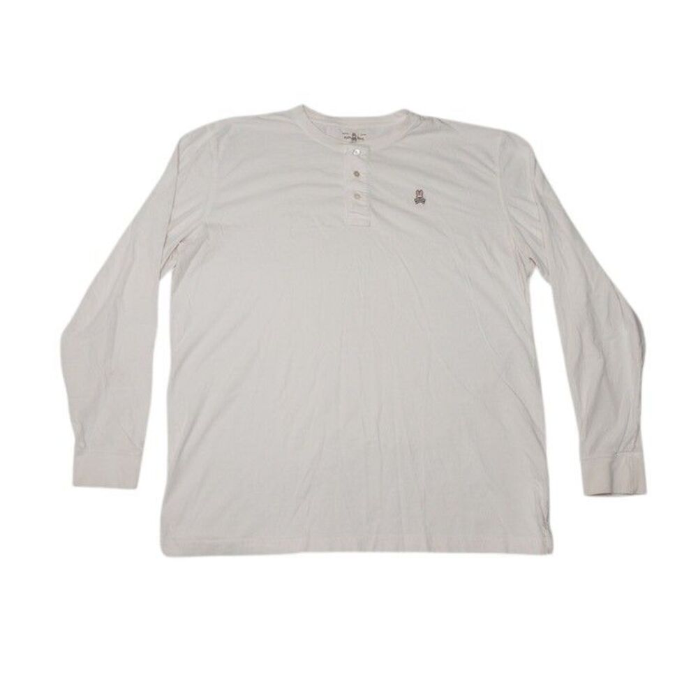 Psycho Bunny Men's‎ 2XL Polo Shirt Solid White Long Sleeve 100% Cotton